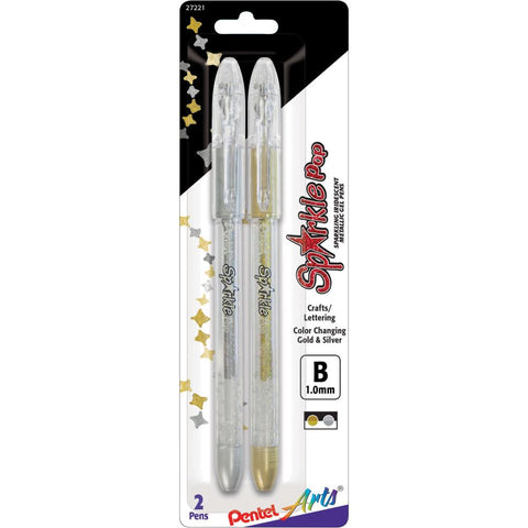 Pentel Sparkle Pop Metallic Gel Pens 1.0mm 2/Pkg Gold & Silver Ink