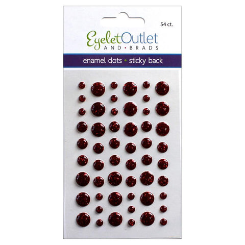 Eyelet Outlet - Adhesive-Back Enamel Dots 54/Pkg Glitter Red