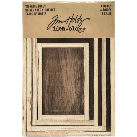 Tim Holtz Idea-Ology - Wooden Vignette Boxes 4/Pkg Brown