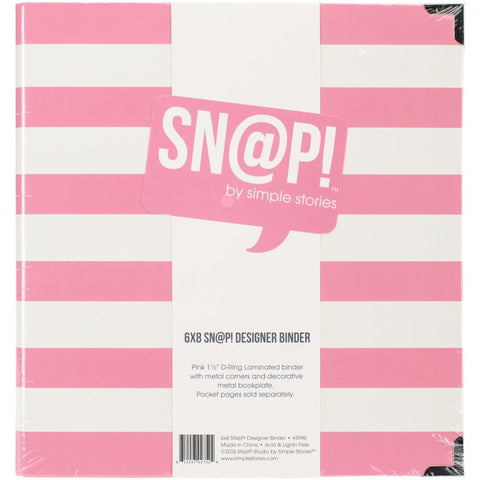 Simple Stories - Sn@p! Designer Binder 6"X8" Pink Stripe