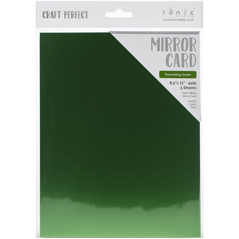 Craft Perfect Satin Mirror Cardstock 8.5"X11" 5/Pkg Flourishing Green