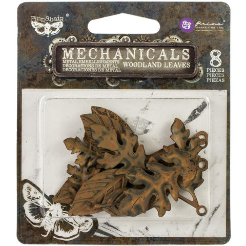 Finnabair Mechanicals Metal Embellishments - Woodland Leaves 8/Pkg