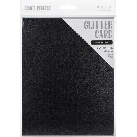 Craft Perfect Glitter Cardstock 8.5"X11" Black Sapphire