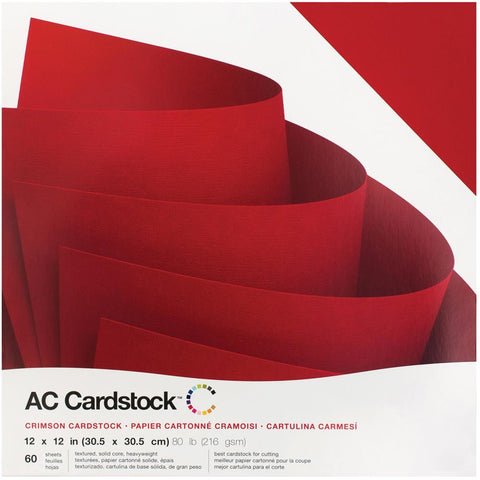 American Crafts Textured Cardstock Pack 12"X12" 60/Pkg - Crimson