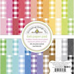 Doodlebug Double-Petite Prints Double-Sided Paper Pad 6"X6" 24/Pkg Buffalo Check-Wood Grain Rainbow