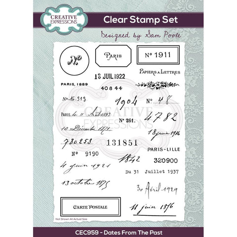 Creative Expressions A5 Clear Stamp Set By Sam Poole Dates From The Past