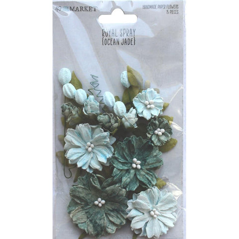 49 And Market - Royal Spray Paper Flowers 15/Pkg Ocean Jade