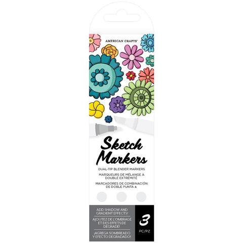 American Crafts Sketch Markers Dual-Tip Alcohol Markers 3/Pkg Colorless Blenders