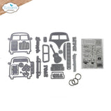 Elizabeth Craft Metal Die & Stamp Kit Retro Bus