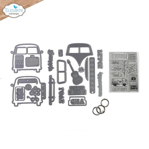 Elizabeth Craft Metal Die & Stamp Kit Retro Bus