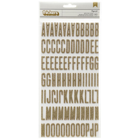 American Crafts Shimelle Thickers Alpha Stickers 5.5"X11" 2/Sheets Fitzgerald/Gold Glitter