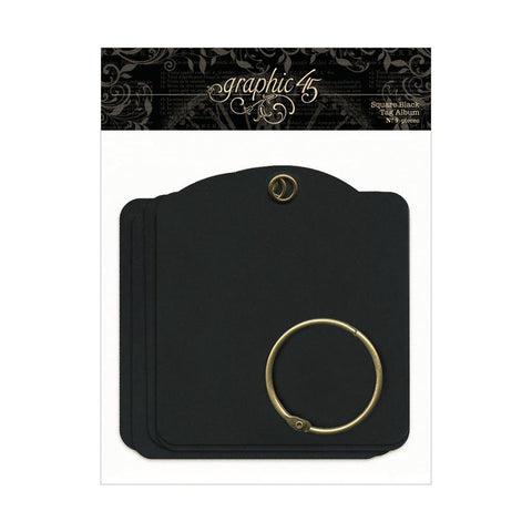 Graphic 45 Staples Square Tag Album 4.5"X5" Black