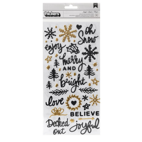 Vicki Boutin Evergreen & Holly Thickers Stickers 112/Pkg Joyful Phrase W/Gold Foil Accents