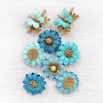 Little Birdie - Arcadia Paper Flowers 8/Pkg Aqua Medley