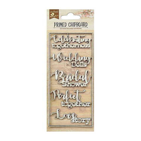 Little Birdie Laser Cut Primed Chipboard 1/Pkg Wedding Bells