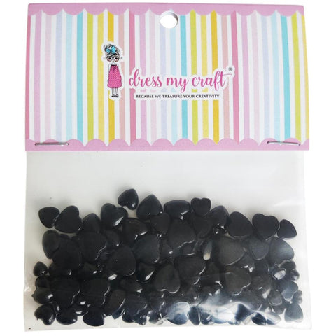 Dress My Craft Water Droplet Embellishments 8g Black Heart - Assorted Sizes