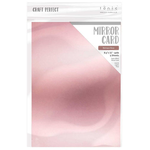 Craft Perfect Satin Mirror Cardstock 8.5"X11" 5/Pkg Satin -Baroque Rose