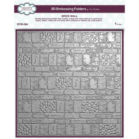 Creative Expressions 3D Embossing Folder 8"X8" Brick Wall