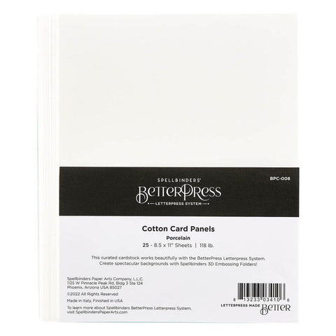 Spellbinders BetterPress Letterpress 8.5"x11" Cotton Sheets Porcelain 25/Sheets