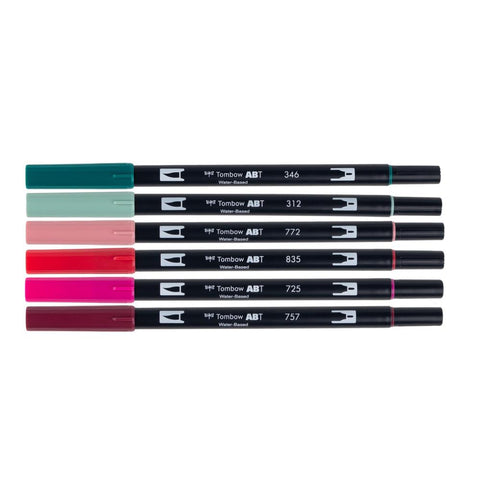 Tombow Dual Brush Markers 6/Pkg Very Berry