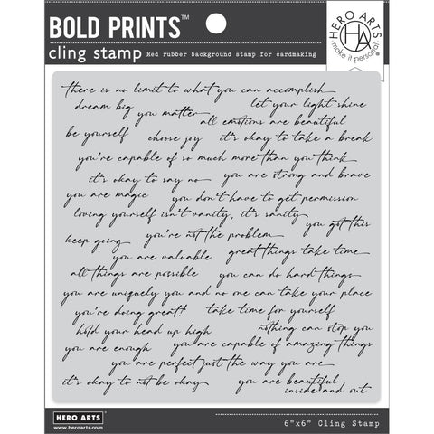 Hero Arts Cling Stamp 6"X6" Positive Script Bold Prints
