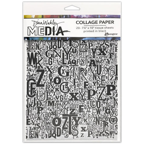 Dina Wakley Media Collage Tissue Paper 7.5"X10" 20/Pkg Jumbled Letters