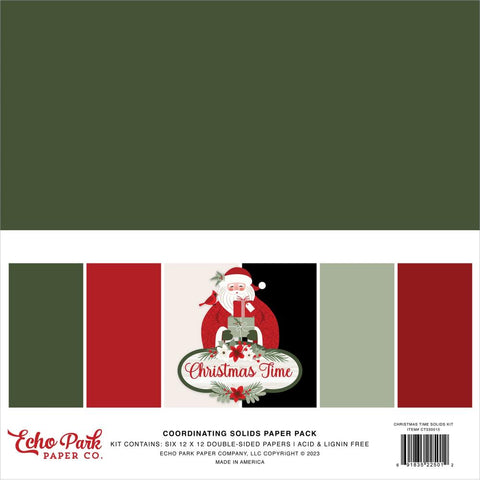 Echo Park Solids Collection Kit 12"X12" Christmas Time