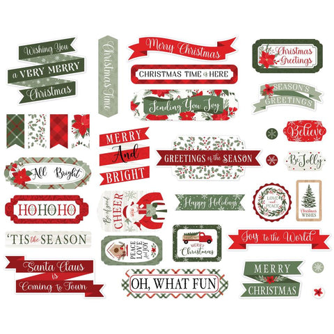 Echo Park Cardstock Ephemera Titles & Phrases, Christmas Time
