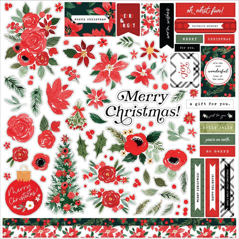 Carta Bella Elements Cardstock Stickers 12"X12" Merry Christmas Flora