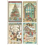 Stamperia Rice Paper Sheet A4 Christmas Greetings 4 cards