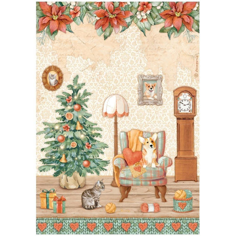 Stamperia Rice Paper Sheet A4 Sweet Room, All Around Christmas