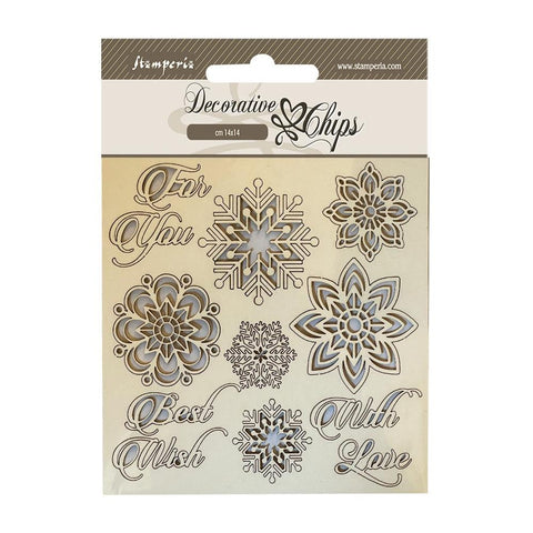 Stamperia Decorative Chips 5.5"X5.5" Snowflakes