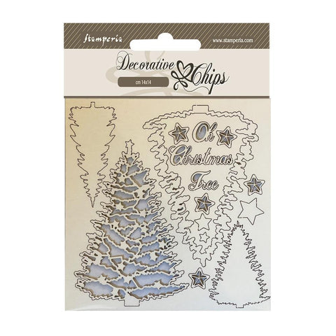 Stamperia Decorative Chips 5.5"X5.5" Christmas Tree