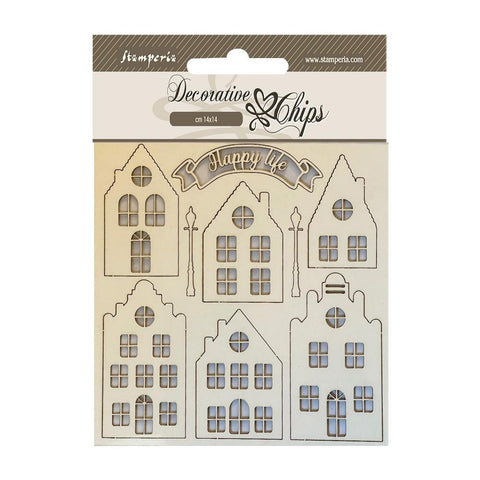 Stamperia Decorative Chips 5.5"X5.5" Coxy Houses