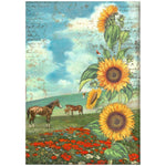 S40 Stamperia Assorted Rice Paper A4 6/Sheets Sunflower Art