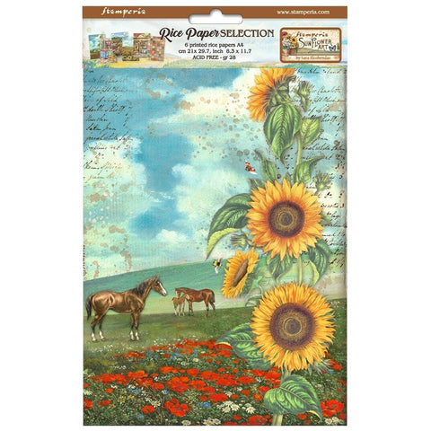 Stamperia Assorted Rice Paper A4 6/Sheets Sunflower Art