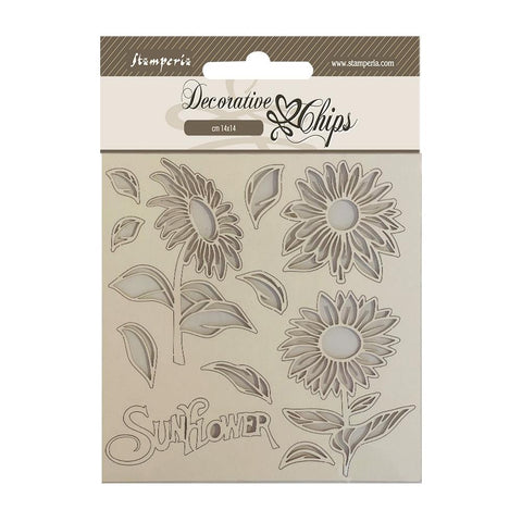 Stamperia Decorative Chips 5.5"X5.5" Sunflower Art