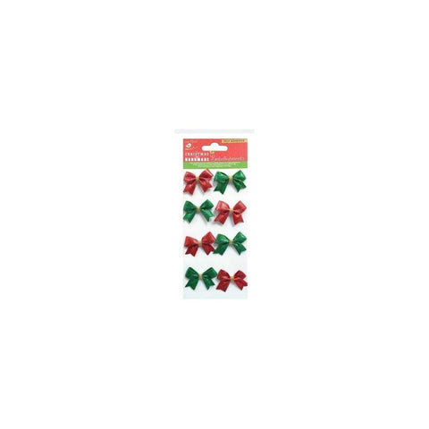 Little Birdie Christmas Glitter Sticker Embellishment 8/Pkg Festive Shimmer Bow