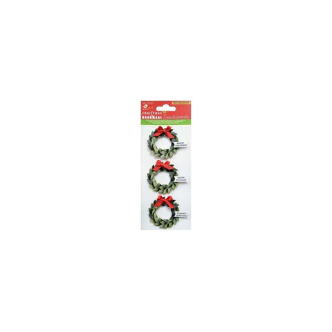 Little Birdie Christmas Glitter Sticker Embellishment 3/Pkg Holiday Wreath