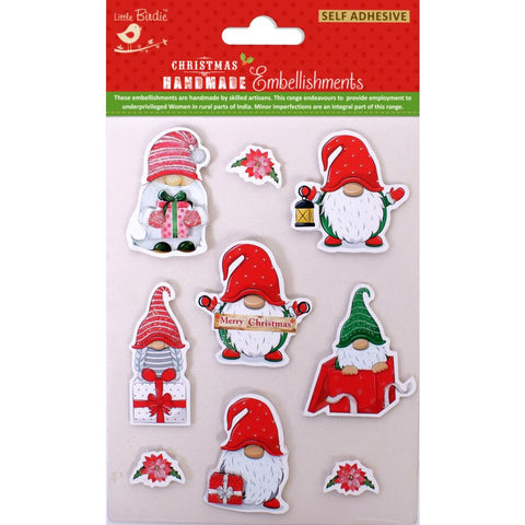 Little Birdie Christmas Glitter Sticker Embellishment 9/Pkg Magical Gnomes