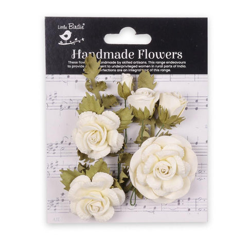 Little Birdie - Vida Paper Flowers 8/Pkg Ivory Pearl