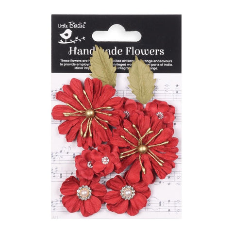 Little Birdie Liora Paper Flowers 10/Pkg Cardinal Red