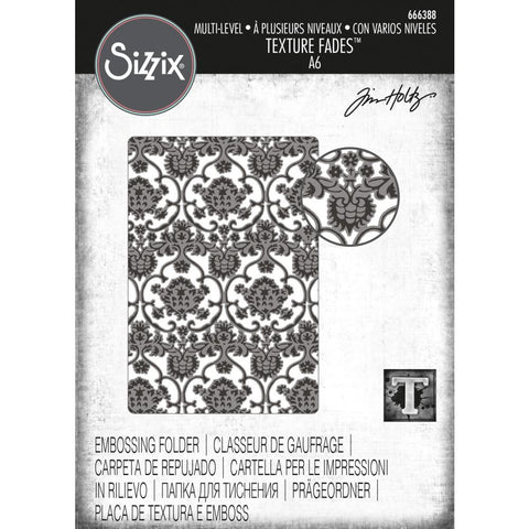 Sizzix Texture Fades Embossing Folder By Tim Holtz Multi-Level Tapestry