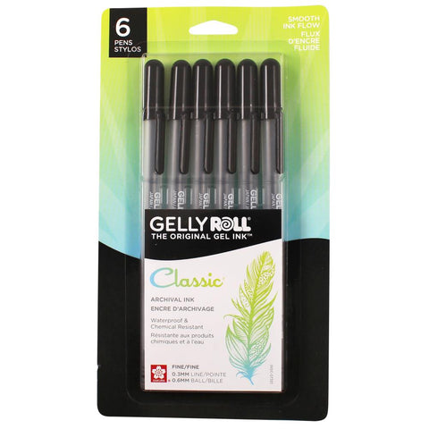 Sakura Gelly Roll Fine Point Pens 6/Pkg Black