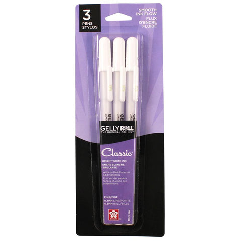 Sakura Gelly Roll Classic Fine Point Pens 3/Pkg White