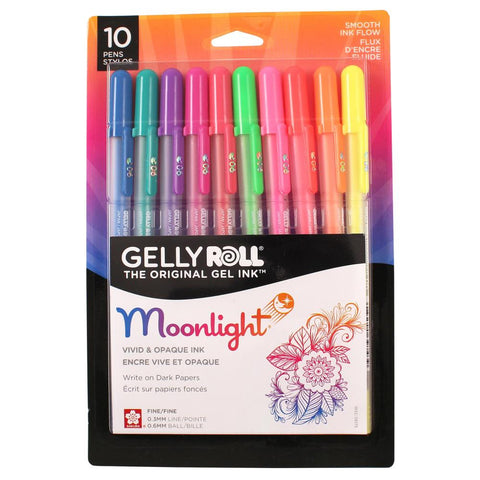 Sakura Gelly Roll Moonlight Fine Point Pens 10/Pkg - vivid colors