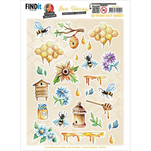 Find It Trading Yvonne Creations Punchout Sheet Bee Honey - Small Elements B