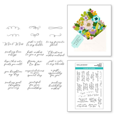 Spellbinders Clear Stamp Set Envelope Of Wonder -Sentiments Of Wonder