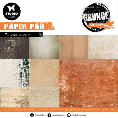 Studio Light Grunge Paper Pad 8"X8" 36/Pkg Nr. 109, Old Papers