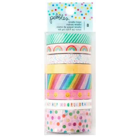Pebbles All The Cake Washi Tape 8/Pkg W/Foil Accents